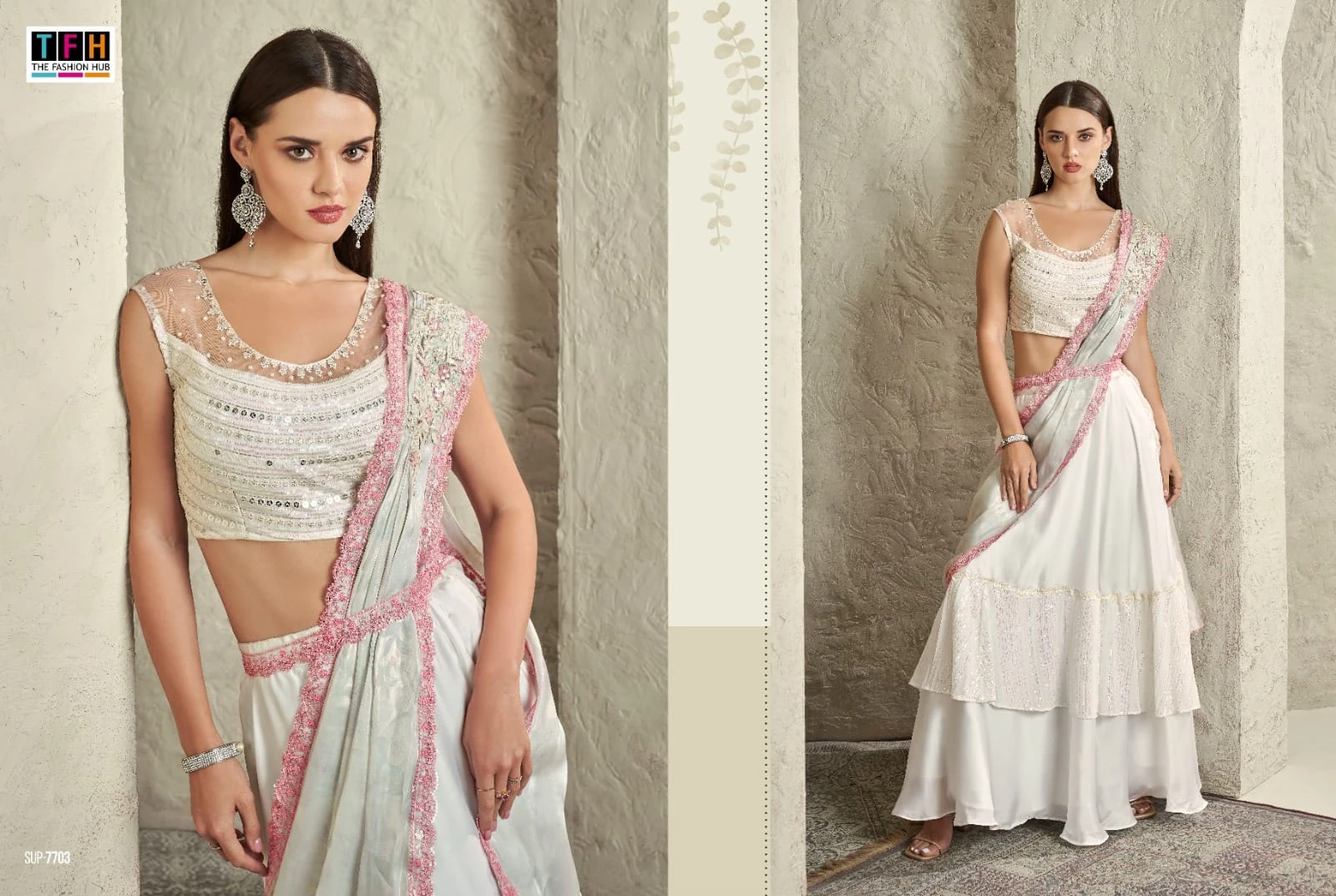 Tfh Super Star Vol 2 Imported Sartin Silk Wholesale Fancy Saree Catalog — Wholesale Sarees, MPA wholesale from Surat - Gallery Image 2
